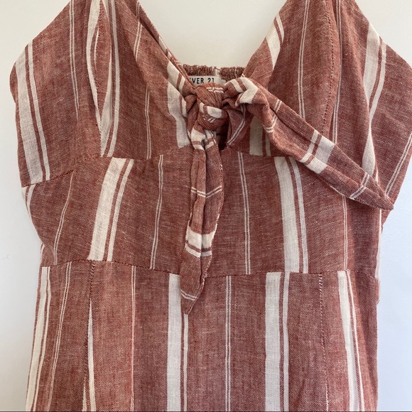 FOREVER 21 Striped Print Maxi Dress Tie Front - Picture 6 of 8